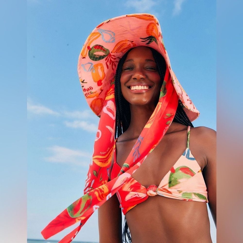 Farm Rio Mixed Fruits Ocean Sun hat